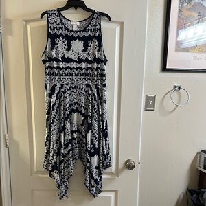 Navy and White Sleeveless Dress